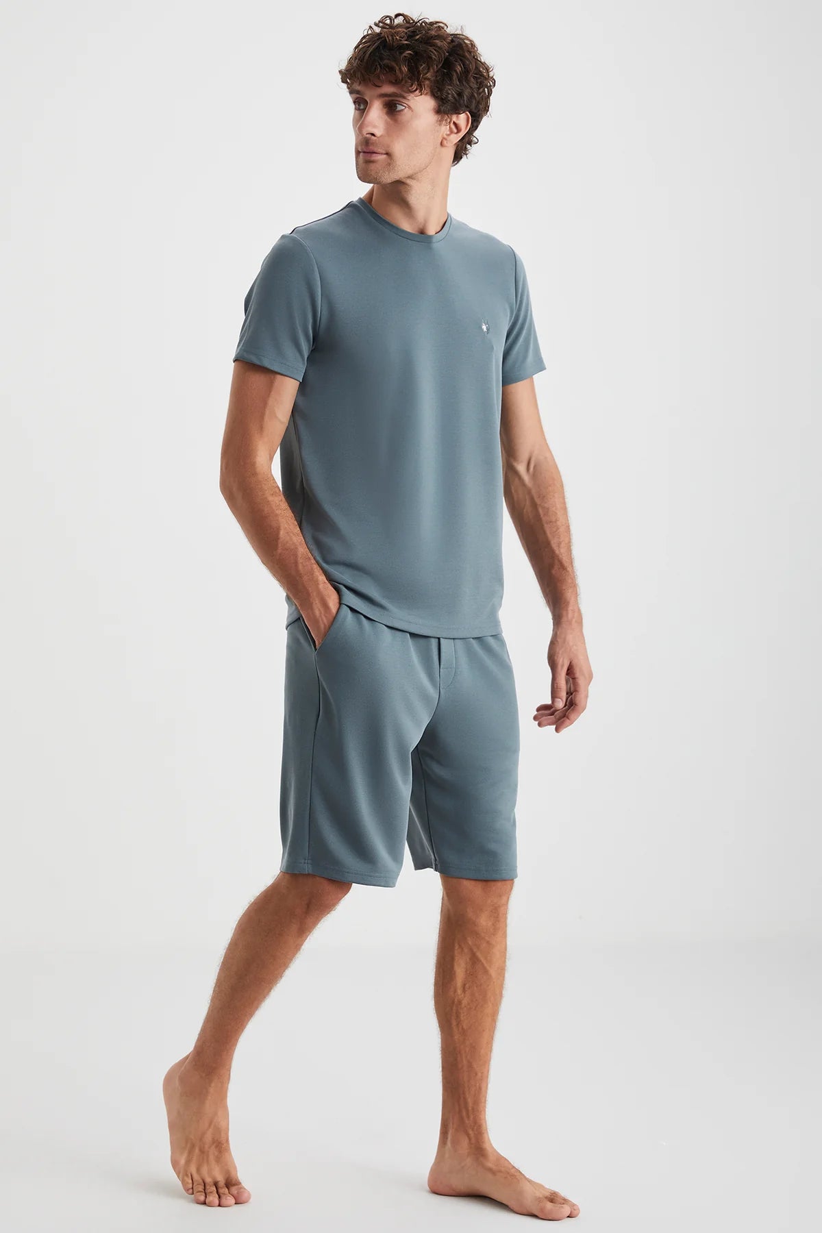 Erkek Haki Şortlu Cepli Pijama Takımı