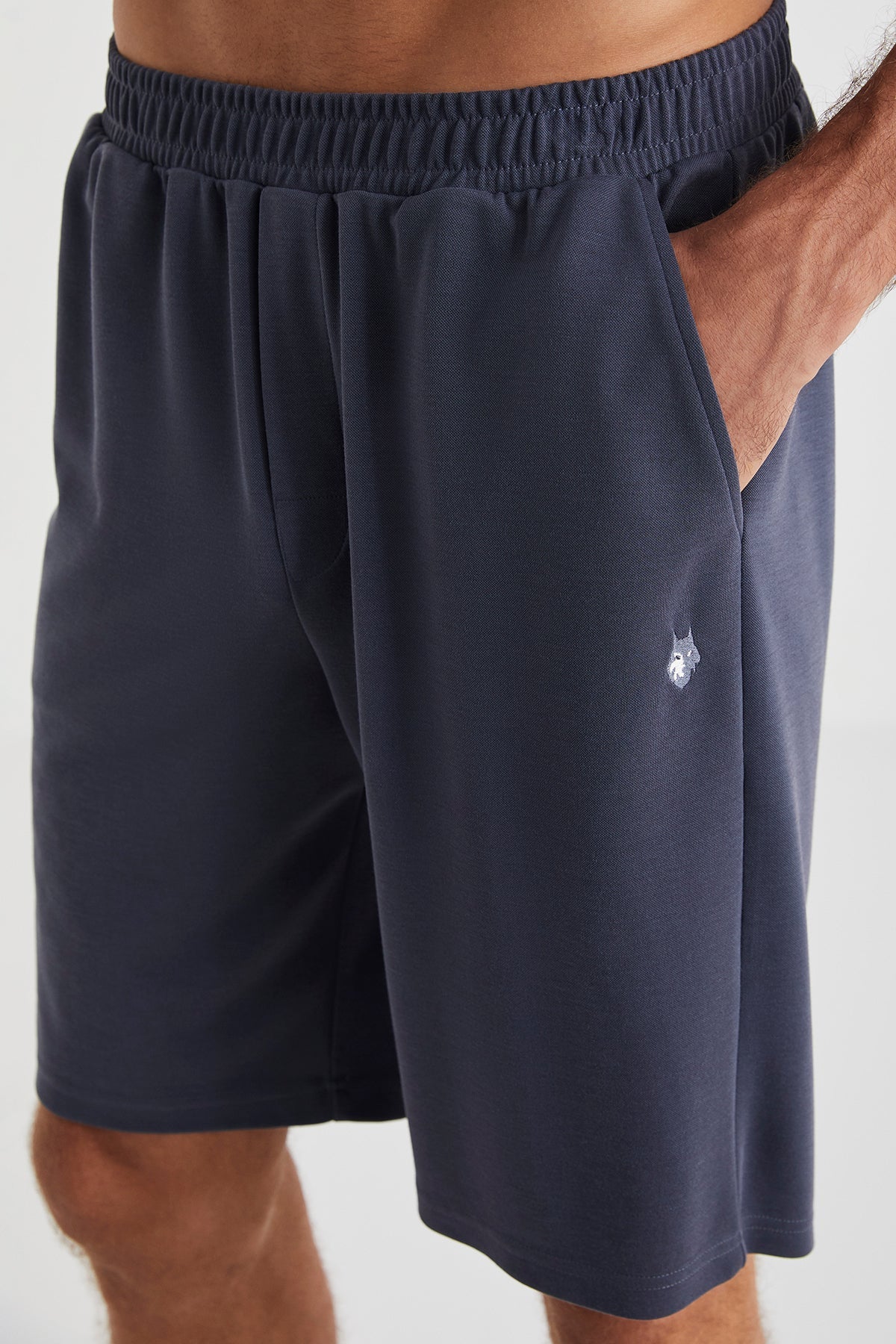 Erkek İndigo Şortlu Cepli Pijama Takımı
