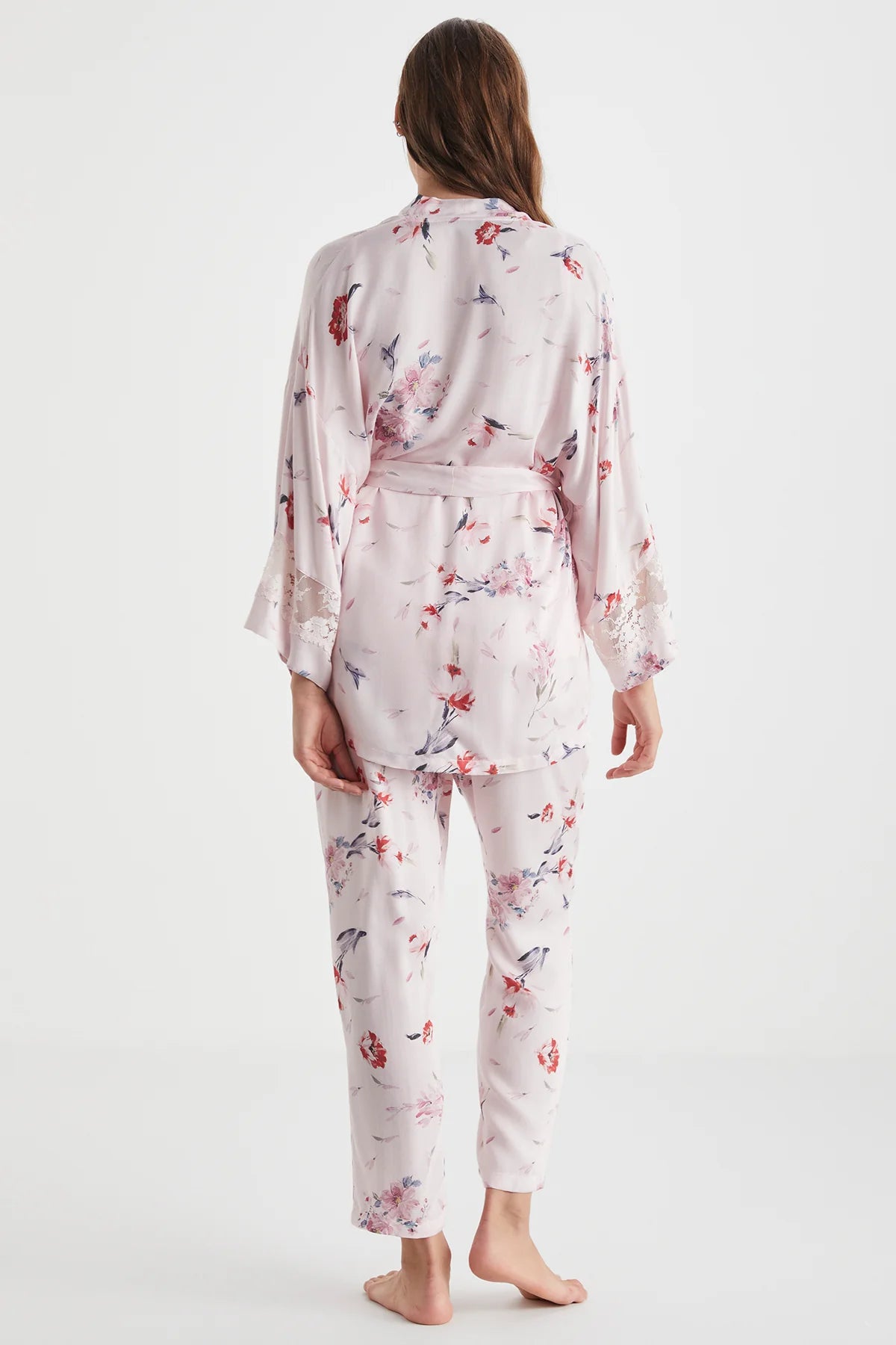 Kadın Pembe Üçlü Sabahlıklı Pijama Takımı