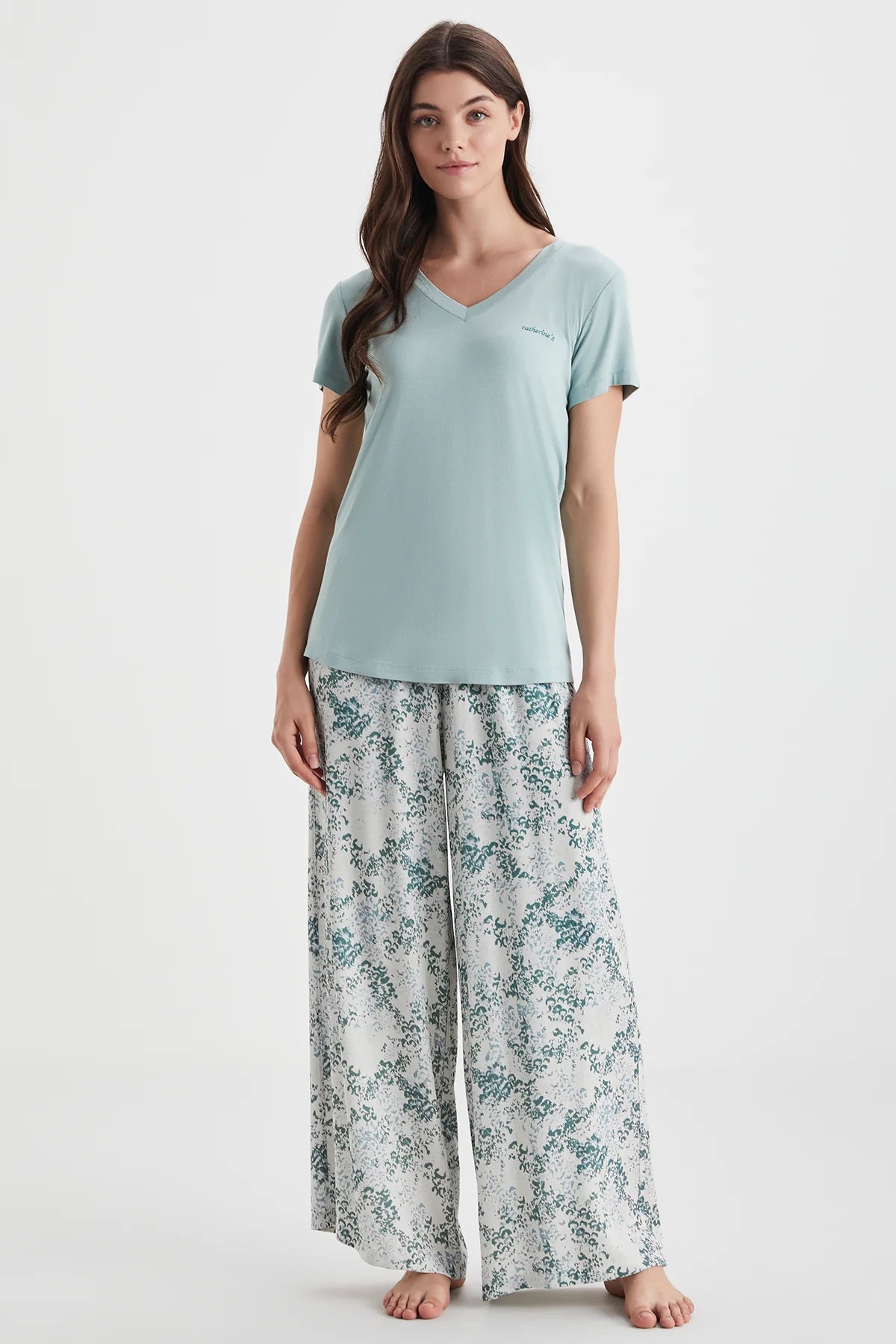 Kadın Mint Üçlü Sabahlıklı Pijama Takımı