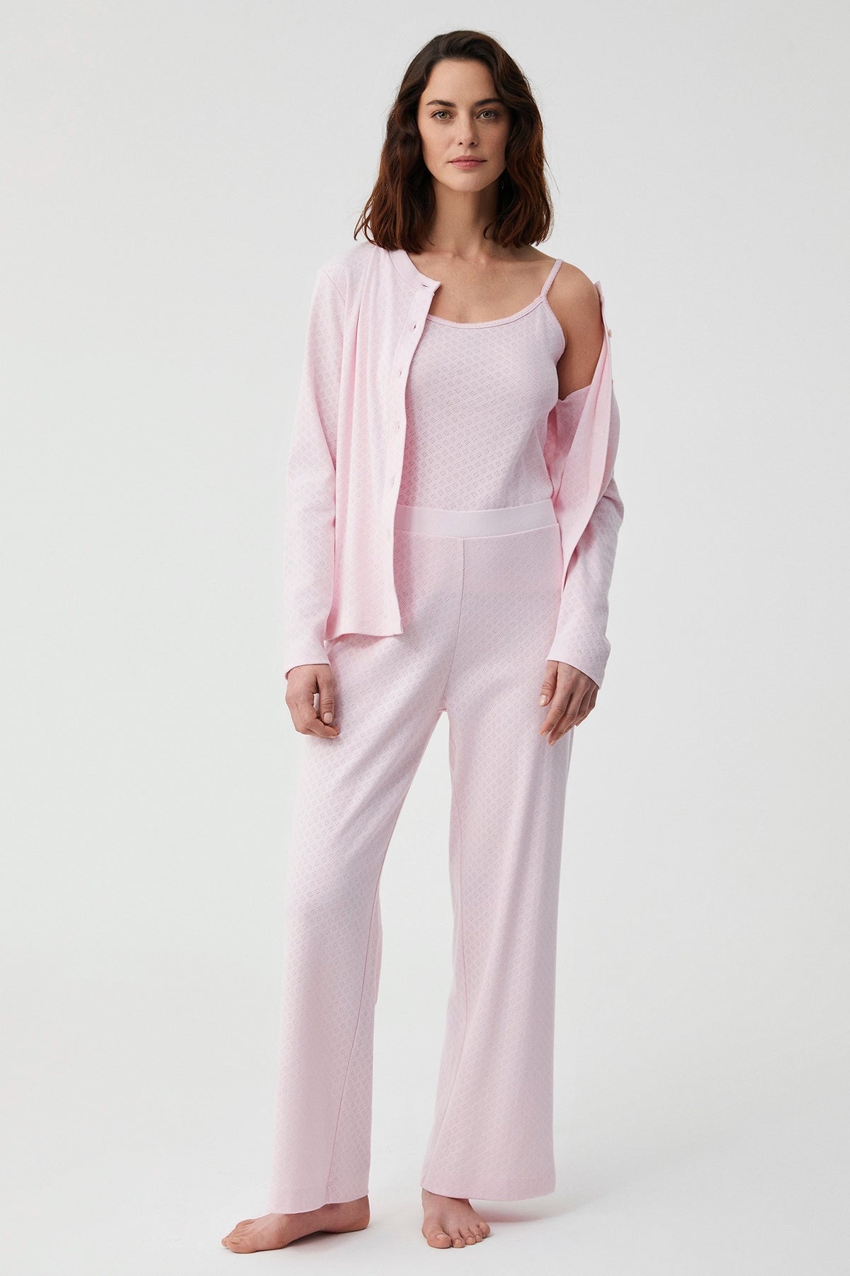 Pembe Soft Touch Üçlü Pijama Takımı