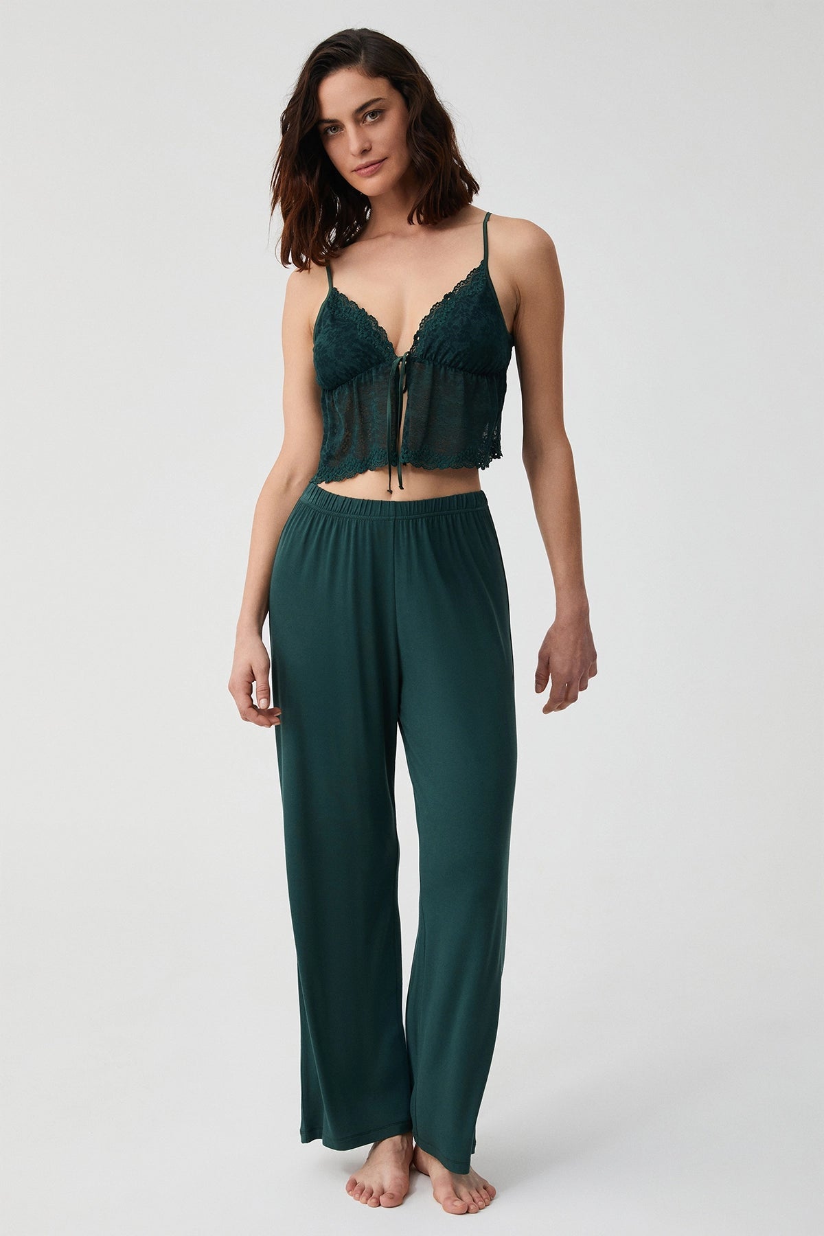 Yeşil Üçlü Sabahlıklı Pijama Takımı
