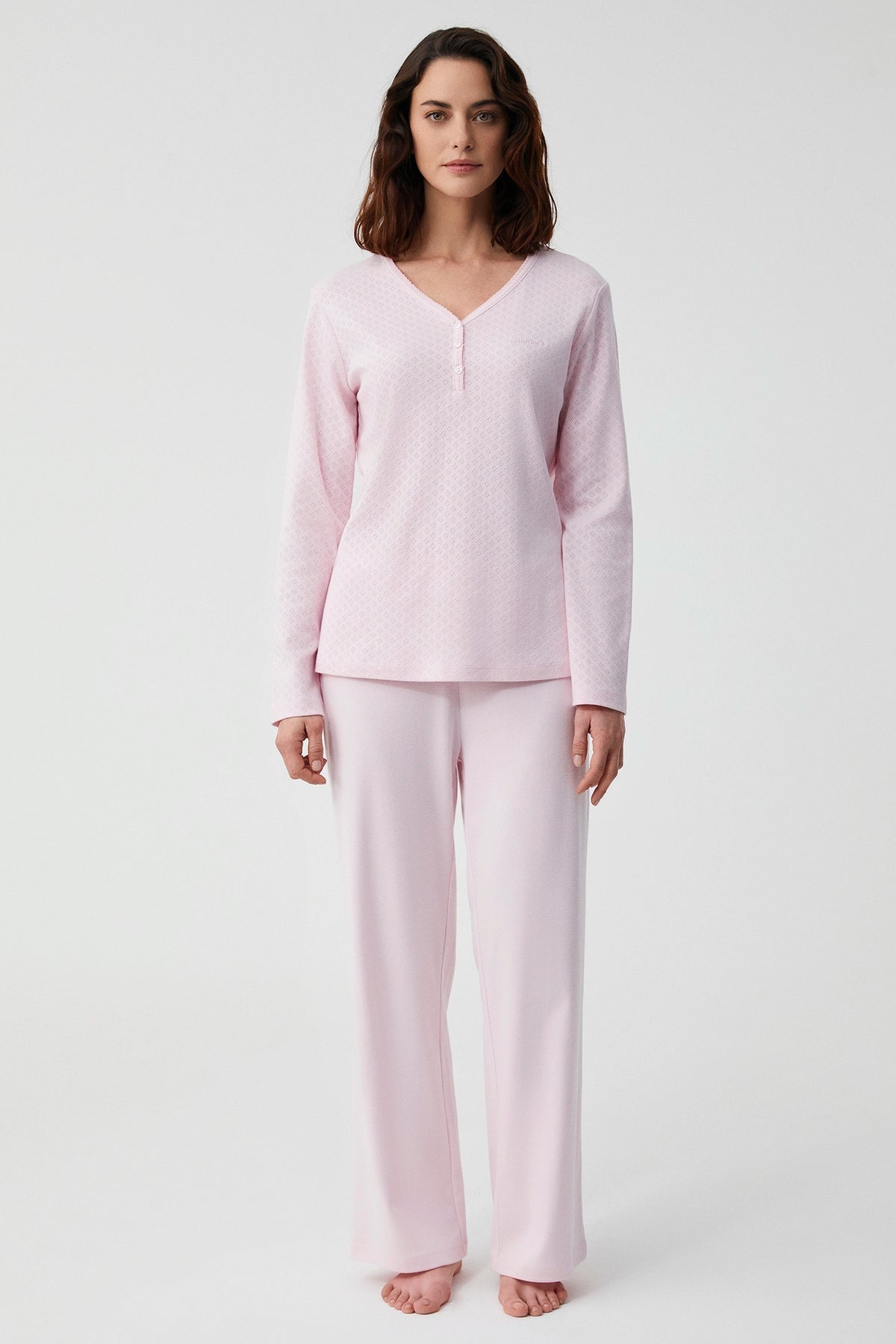 Comfort Mood Düğmeli Pembe Pijama Takımı