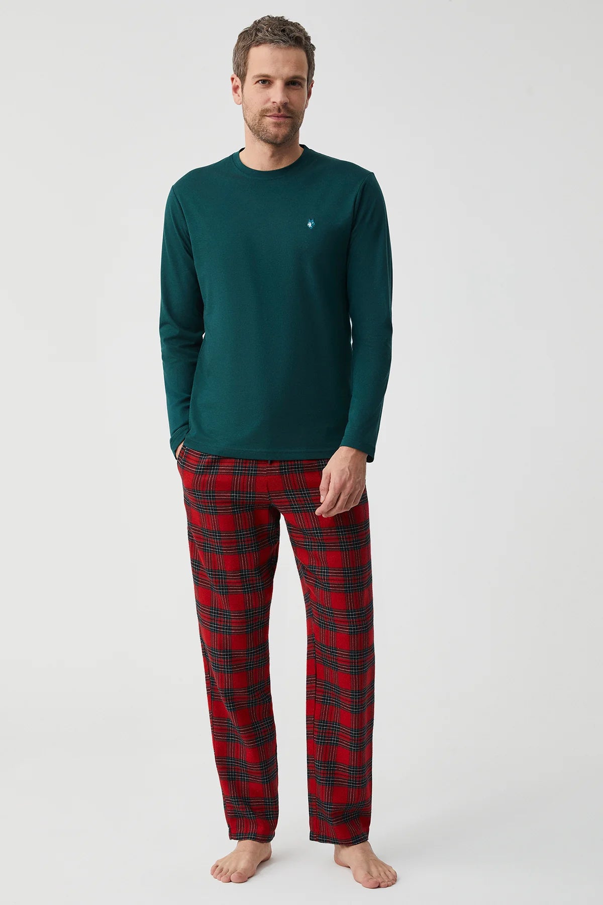 Natural Touch Yeşil Uzun Kol Erkek Pijama Takımı