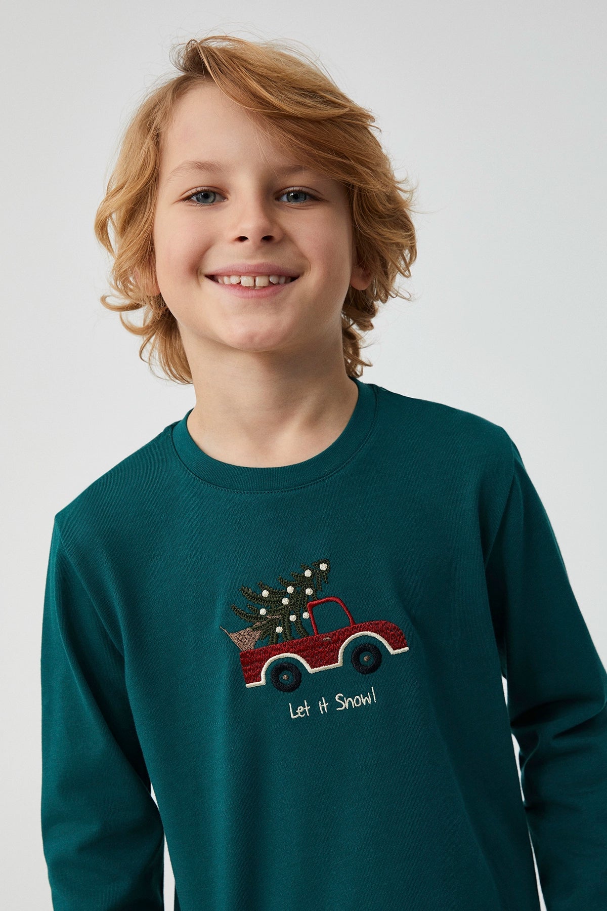 Natural Soft Erkek Çocuk Yeşil Pijama Takımı