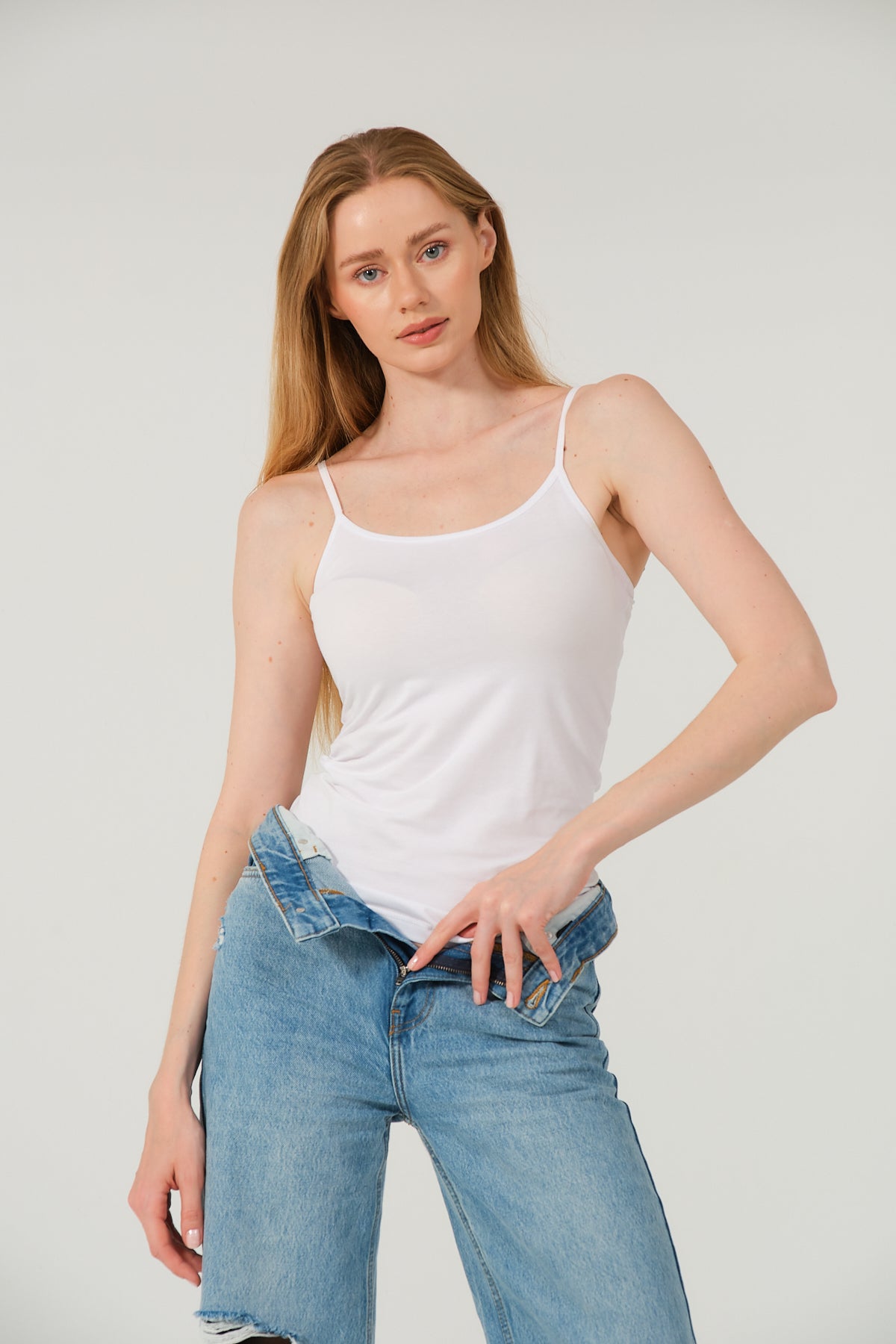 Askılı Beyaz Pamuklu Basic Atlet