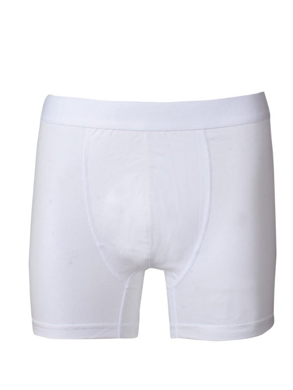 Erkek Beyaz Pamuklu Likralı Boxer