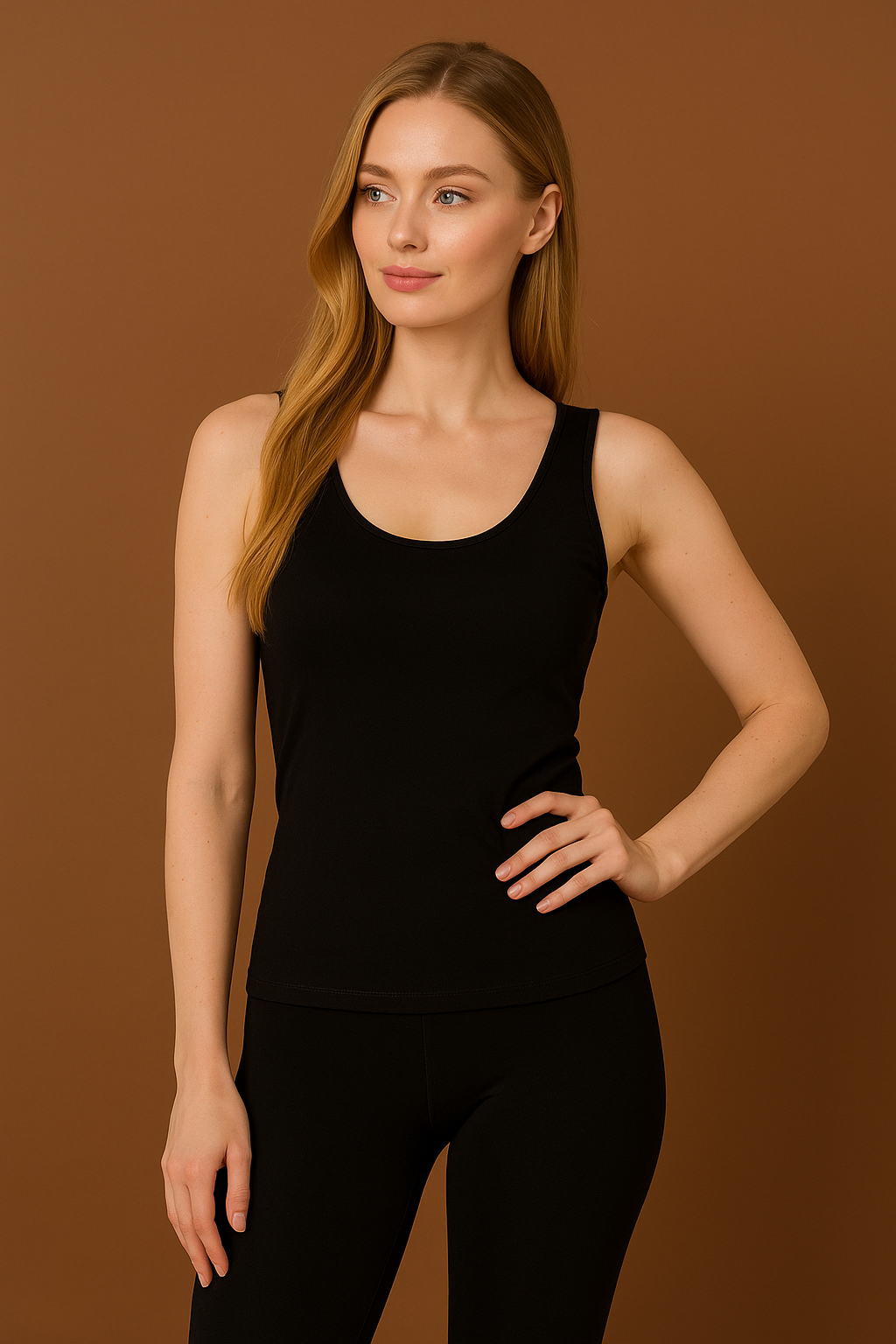 Kalın Askılı Siyah Pamuklu Basic Atlet