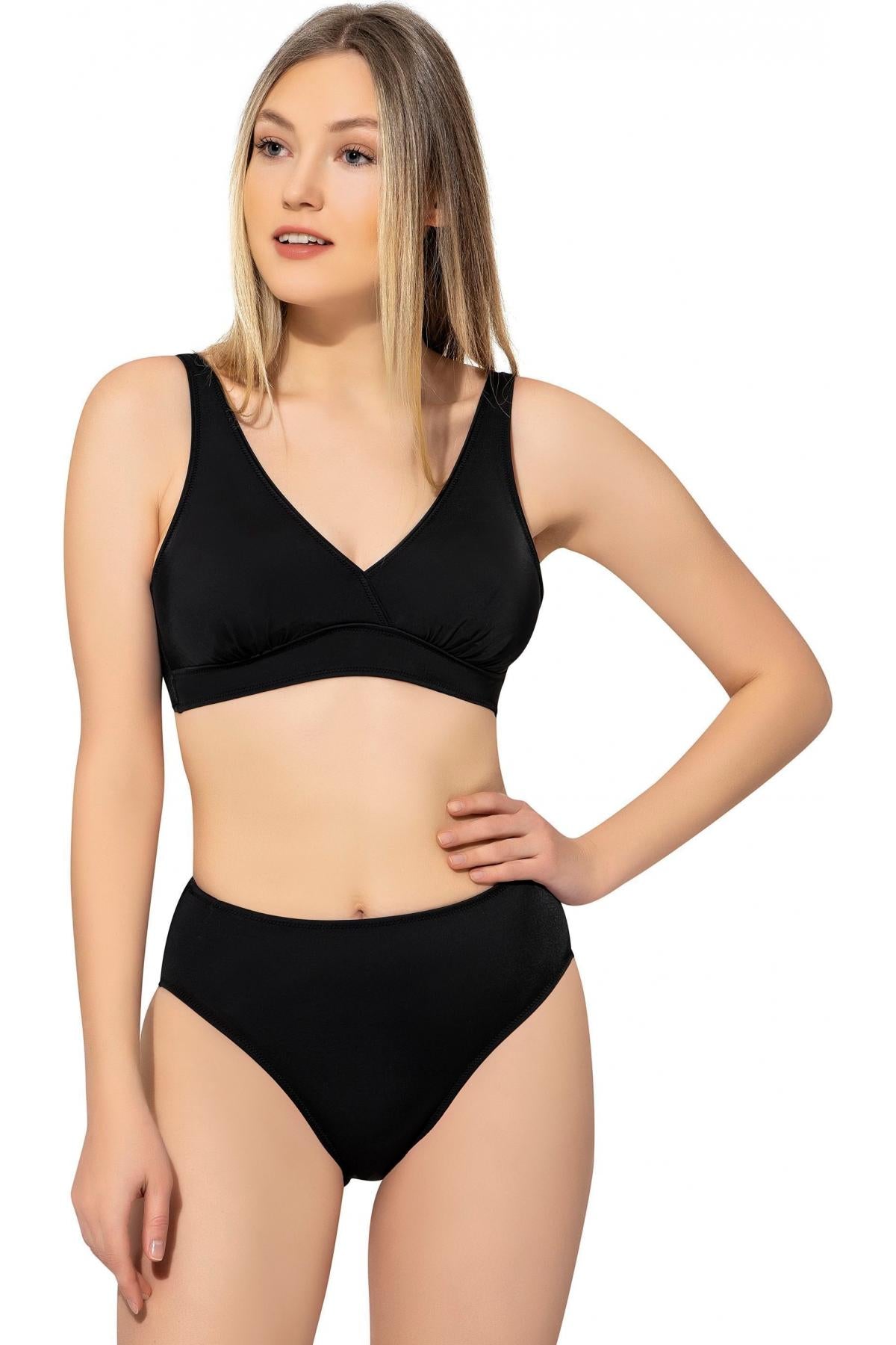 Kadın Siyah Kruvaze Bikini Takım