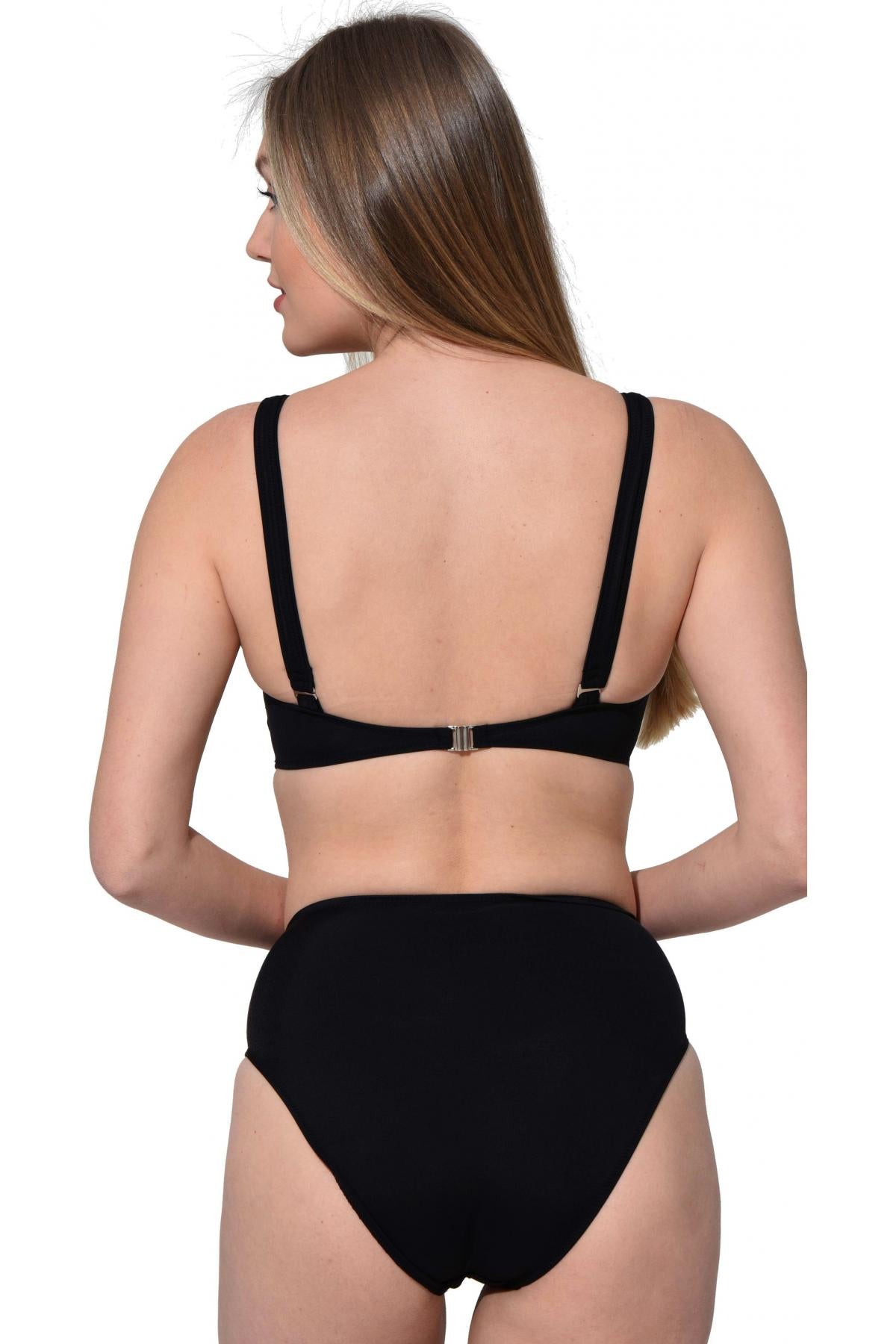 Kadın Siyah Kruvaze Bikini Takım