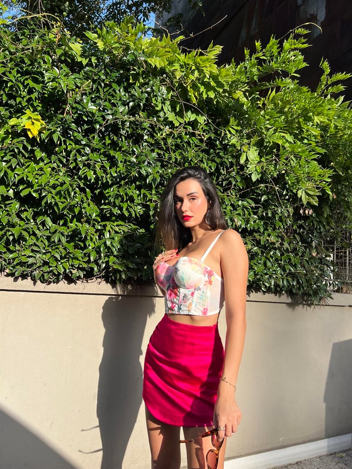 B Kap Çiçekli Destekli Ekru Bustiyer Takımı