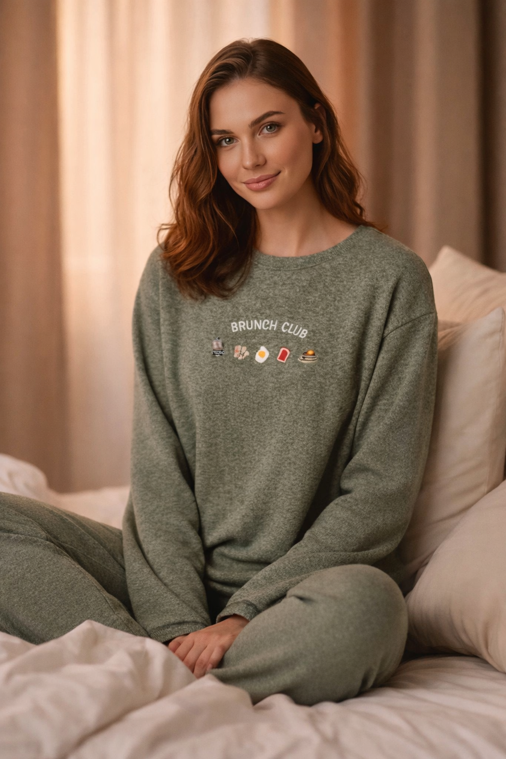 Yeşil Uzun Kollu Softel Pijama Takımı